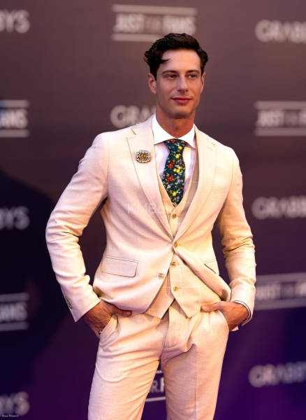 Ryan Orion presenting elegant masculine fashion at Grabbys Europe 2026