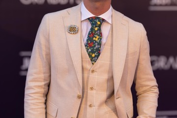 Ryan Orion presenting elegant masculine fashion at Grabbys Europe 2026