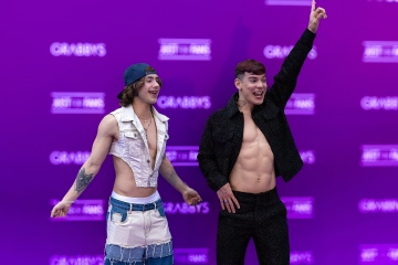 Eduell Evindur and Mingie Noriega on the Purple Carpet at Grabbys Europe 2026